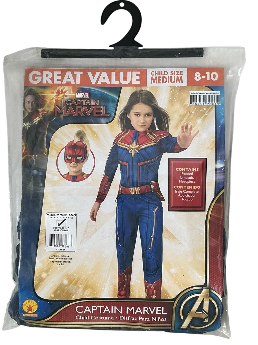 Captain Marvel Costume Super Hero Kids Medium 8-10 - Picture 9 of 15